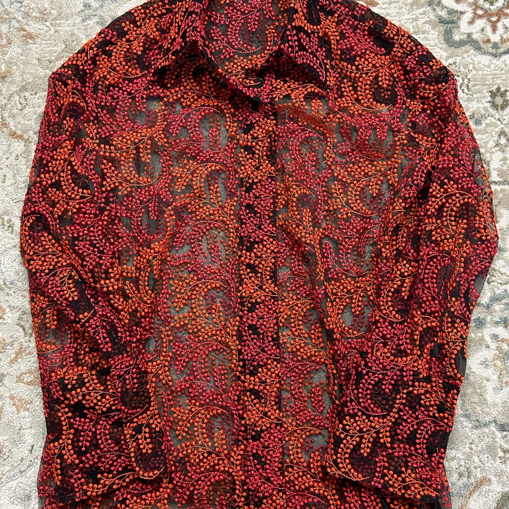 Aritzia Babaton 1-01 Statement Embroidered Patterned Shirt